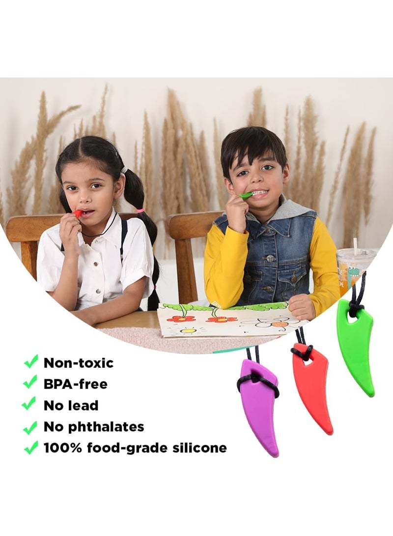 abley's Silicone Chew Necklace for Sensory Needs, Anxiety Relief, Autism Support (Red, Green, Purple) - Image 5